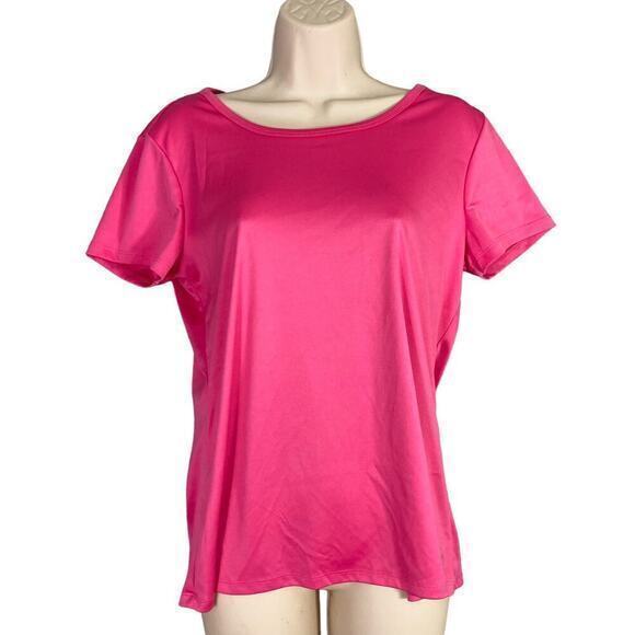 Daisy Fuentes Pink Active T-Shirt Lattice-Back Short Sleeve Women's Medium - Picture 1 of 9